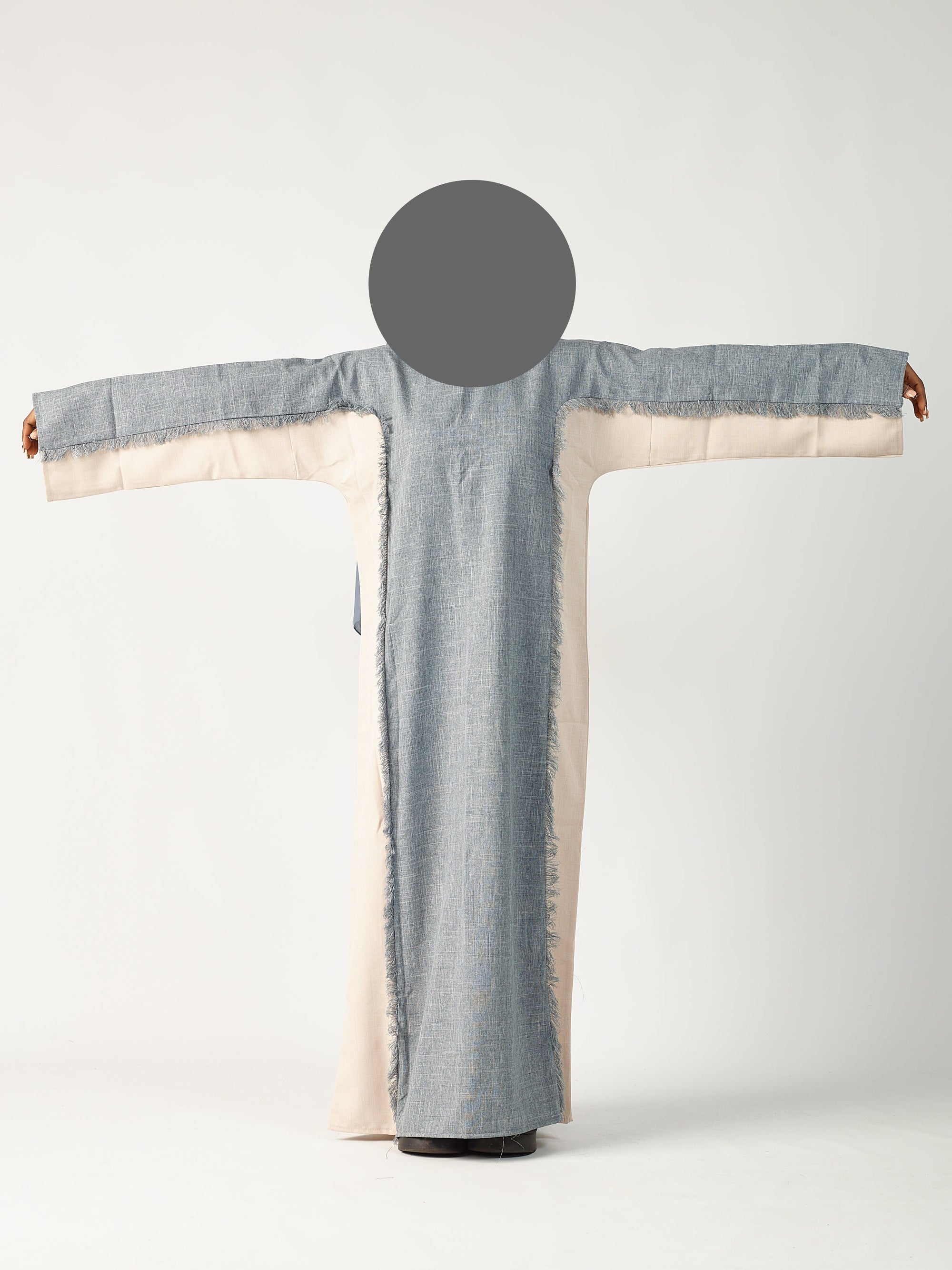 Grey & cream two tone linen abaya (Copy)